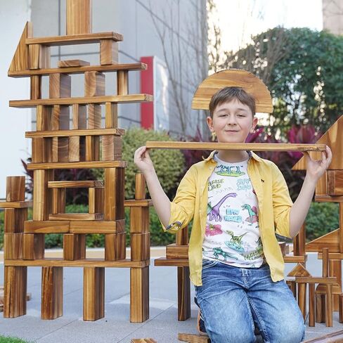 64 pcs Large Outdoor Carbonized Wooden Building Blocks Set for Kids Toddlers 3-12, Giant Carbonized Outside Wooden Blocks Playset for Kindergarten Yard, Jumbo Blocks (jumbo set 2#: 45 lbs (20.7 kg) in Saudi Arabia