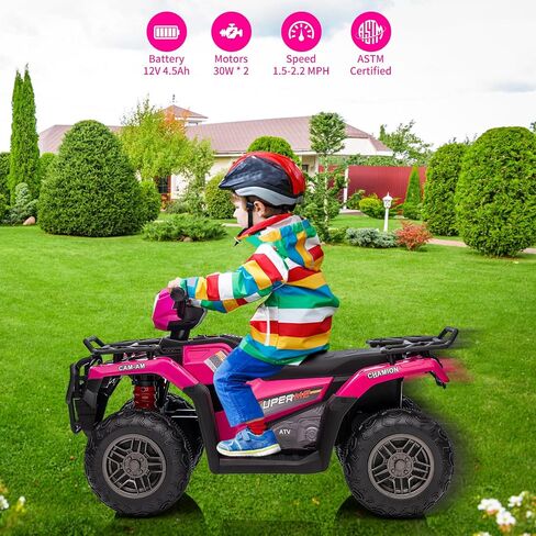 Kids Ride On ATV, 12V Kids 4 Wheeler Battery Powered Toy Car for Toddlers,3-6 w/Led Lights, High & Low Speed, Horn, Music, USB, Forward & Backward,Ride On Four Wheeler Quad for Boys & Girl-White in Saudi Arabia