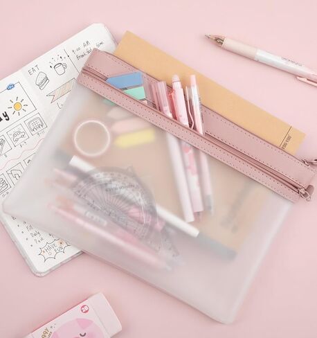 حقيبة أقلام رصاص شفافة، حقيبة أقلام رصاص شفافة مع جيوب مزدوجة، 3 عبوات، حقيبة أقلام رصاص بسحاب للأطفال، حقيبة أقلام رصاص للوازم المدرسة المكتبية وإكسسوارات السفر in Kuwait