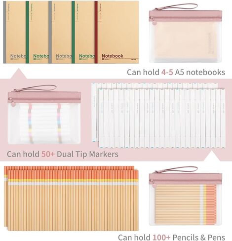 حقيبة أقلام رصاص شفافة، حقيبة أقلام رصاص شفافة مع جيوب مزدوجة، 3 عبوات، حقيبة أقلام رصاص بسحاب للأطفال، حقيبة أقلام رصاص للوازم المدرسة المكتبية وإكسسوارات السفر in Kuwait