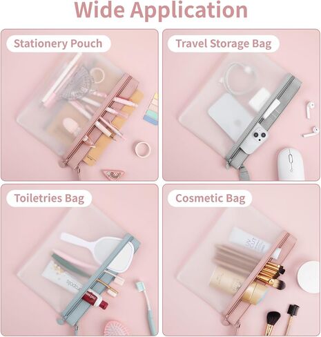 حقيبة أقلام رصاص شفافة، حقيبة أقلام رصاص شفافة مع جيوب مزدوجة، 3 عبوات، حقيبة أقلام رصاص بسحاب للأطفال، حقيبة أقلام رصاص للوازم المدرسة المكتبية وإكسسوارات السفر in Kuwait