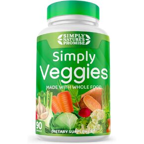 Simply Nature's Promise - 90 Veggie Capsules - Made with Whole Food Superfoods, Packed with Beta Carotene & 18 Different Vegetables - 100% Soy Free