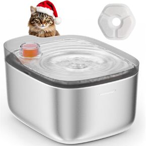 Cat Water Fountain: 4.5L/158oz Ultra-Quiet Pet Water Fountain for Cats Inside, Automatic Stainless Steel Cat Water Dispenser Bowl, Colored Water Level Float, Detachable Design Easy to Clean & Assemble