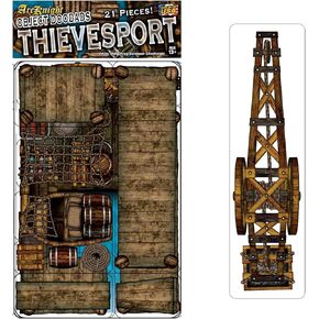 Thievesport - 21pc Double-Sided Pirate Town & Terrain Pieces for Starters & Masters Alike - Roleplaying Objects for Dungeons & Dragons - Immersive Map Accessories for DnD 5E,Pathfinder & Warhammer RPG
