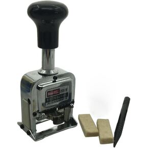 Saim Automatic Numbering Machine, 5 Wheels Self Inking Number Stamp for Numbering Consecutive, Duplicate with Digit Pen