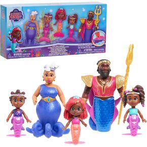 Just Play Disney Junior Ariel Royal Family 6-Piece Color-Change Mermaid Figure Set, Kids Toys for Ages 3 Up