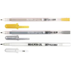 Sakura Gelly Roll Gel Pens – The Favourites – Gold, Silver, White - Wallet of 3