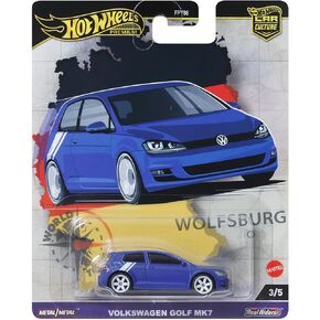 Hot Wheels Premium Car Culture Collectible Toy Car, 1:64 Scale Die-Cast Volkswagen Golf Mk 7, World Tour Vehicle with Real Riders Tires