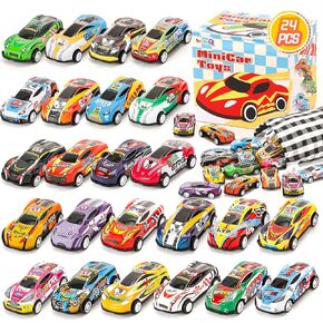 Toy Cars for Kids, 24Pcs Race Cars Pull Back Cars Playsets with Storage Bags,Party Favors Kids Prizes Fillers Bulk Gifts for Boys and Girls Car Game Treasure Chest