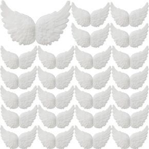 NSBELL 20PCS Plastic Angel Wings for Crafts, White 80mm