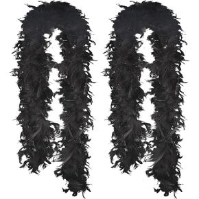 HaiMay 2 Pack Turkey Feather Boa for Craft Clothes Party, 4.4 Yards 40G/60G/80G Feather Boas