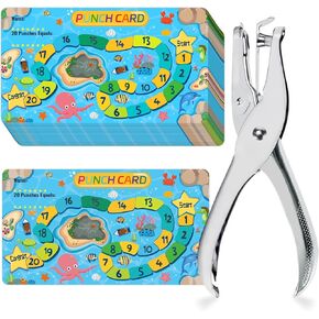 200Pcs Punch Cards, Funny Ocean Theme Reward Punch Cards with Hole Punch Loyalty Cards for Business Behavior Incentive Reward Cards for Students Teachers Classroom Office School Supplies