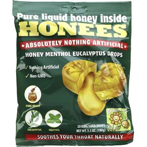 Honees Cough Drops, 20 Drops Per Bag (Pack of 4)