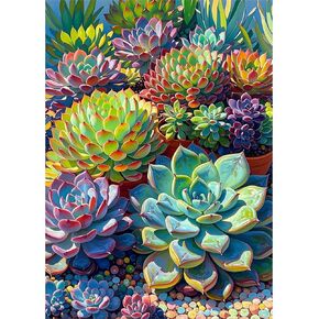 Sanjee Diamond Painting Kits for Adults, Succulents Diamond Art Kits for Beginner, 5D DIY Round Full Drill Diamond Dots Paintings Diamond Painting for Home Wall Decoration Gift, 12x16inch