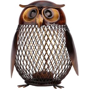 Piggy Bank for Adults, Owl Shaped Metal Coin Box, Coin Money Bank, Handwork Handicrafts Ornament