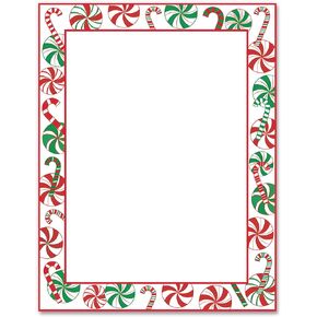 AnyDesign 60Pcs Christmas Stationery Letterhead Paper Single-Sided Print Xmas Candy Cane Border Letter Writing Paper for Notes Greeting Cards Invitation Office Printing, 8.5 x 11 Inch