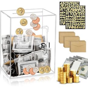 Homgaty Money Savings Box with Lock, 10000 Clear Money Box Cash Vault Saver Money Box Coin Piggy Bank, Openable Money Saving Challenge Box for Kids Adults