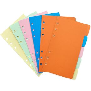 DY.2ten 6 Ring Binder Dividers with 5 Tabs, 2 Sets, Paper Binder Dividers, A7 Size, Durable, 5 Colors, School Subject Binder Organizers