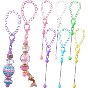 6 Pcs Beadable Charm Compatible with Stanley Charm Accessories for Tumblers with Handle Cup Chains Wire for 30 40 oz Water Bottle Jewelry Making Blank Beaded DIY Gift
