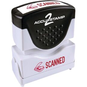 Accu-Stamp2® Shutter One-Color Stamp, "Scanned", 1 5/8" x 1/2" Impression, Red