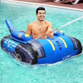 Chariot Large Inflatable Tank Pool Float Adults with Stainless Steel Water Guns Swimming Floats with Water Cannon for Lake Beach Pool Party
