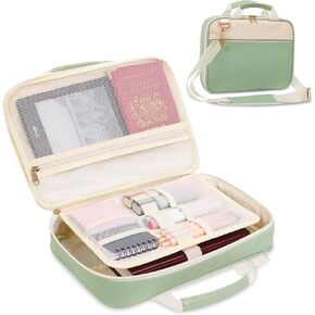 Bible Cover Case for Women, Large Bible Bag with Shoulder Strap for Bible Study Accessories, Bible Carrying Case for Women, Green