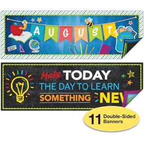 Set of 11 Motivational Classroom Banner Poster Decorations - Extra Large 13.5"x39" Educational, Motivational and Inspirational Growth Mindset for Teacher and Students (Set 11 Posters)