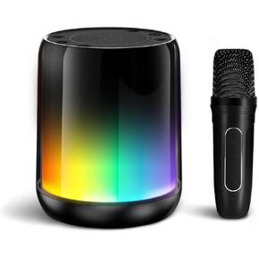 Karaoke Machine for Kids,Mini Karaoke Machine with 2 Wireless Microphones,Portable Bluetooth Speaker with LED Light,Birthday Gifts Party Favors,Kids Toys for Girls 4,5,6,7,8,9,10 +Year Old