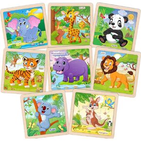 Wooden Puzzles for Toddlers 2-4, 9 Pieces Animal Jigsaw Puzzles for Kids Ages 3-5, Preschool Learning Activities, Learning & Educational Toys, Gifts for Boys, Girls