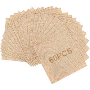 60 Pieces 6 x 6 Inches Burlap Squares Jute Burlap Multipurpose Natural Burlap Fabric Placemats Farmhouse Centerpiece Gardening Braided Crafts for Home Party Wedding Table Cover Craft Supplies