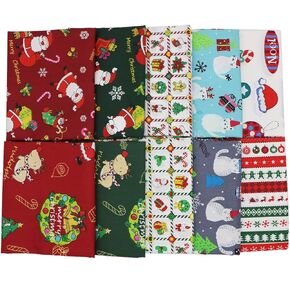 iNee Christmas Fat Quarters Fabric Bundles, 100% Cotton Quilting Sewing Fabric, 18 x22 inches