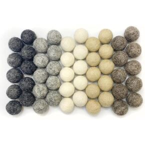 Wildflower by hu hands Weathered Naturals Wool Felt Balls (50) Pom Poms in Neutral Earth Tones for Crafts, Garland, & Decor .8-1 Inch Size | Hand Felted in Nepal 100% NZ Wool | Bag Included