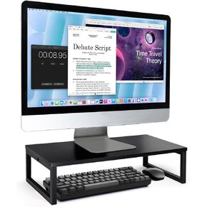 ARCOBIS 20 Inch Monitor Riser, Wood & Metal Computer Monitor Stand Riser for Desk, Rustic Brown