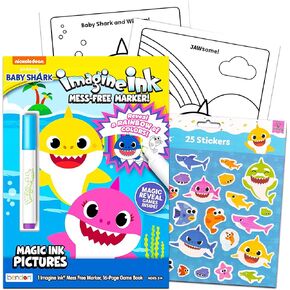 Baby Shark Imagine Ink Coloring Book Set - Bundle Includes Baby Shark Mess Free Magic Coloring Book with Stickers | Baby Shark Party Supplies