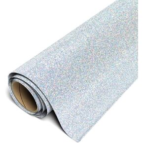 Siser Glitter HTV 11.8"x5ft Roll - Iron on Heat Transfer Vinyl (Silver Confetti)