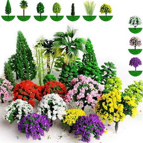 Hatisan 37pcs Mixed Model Trees 1.45-5.5 inch (3.7-14 cm), Ho Scale Trees Diorama Supplies, Fake Trees for Projects, DIY Scenery Landscape Woodland Scenery - Multiple Type