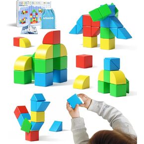 Asago Magnetic Blocks Toddler Toys 1.34 inch Large Magnet Building Block for Kids, 3D Preschool Educational Construction Cubes Kit, Sensory Montessori Toy for Boys Girls