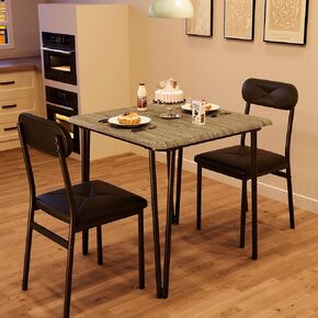 Dining Table Set of 2, Small Kitchen Table with Chairs for 2 with Upholstered Chairs, 3 Piece Dining Table Set, Compact Kitchen Table Set for Small Space