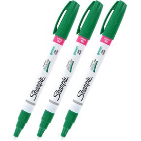 Sharpie Oil-Based Paint Marker, Fine Point, Green Ink, Pack of 3