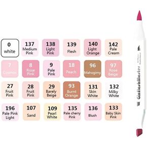 Brush and Chisel Tip Skin Tone 24colors Art Markers Brush Pen Sketch Alcohol Based Markers Dual Tipped Manga Drawing Art Supplies