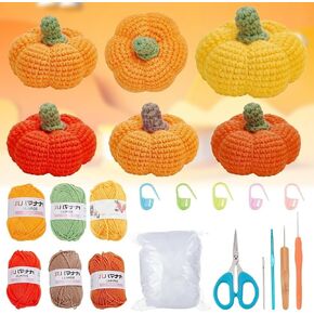 ACRNIGHEET Pumpkin Crochet Starter Kit Halloween Crochet Kit for Adults 6PCS DIY Crochet Kit for Beginners Crochet Knitting Supplies for Beginners with Step-by-Step Instruction and Video Tutorials in Kuwait