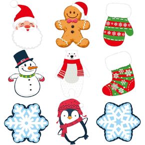 45 Pieces Christmas Cutouts Winter Bulletin Board Decorations Snowflake Snowman Santa Gingerbread Cutouts with 100 Pieces Adhesive Glue Point Dots for Xmas Holiday Party