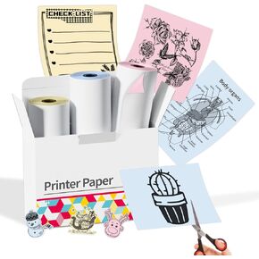 ورق حراري ملون غير لاصق، ورق طابعة M02 لطابعة M02 M02 Pro M02S M03 M03AS M04S M04AS الصغيرة، 53 مم × 6.5 م/لفة، أصفر/أزرق/وردي، 3 لفات، متوافقة مع ورق طابعة Phomemo in Kuwait