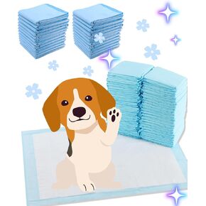 Dog and Puppy Pet Pee Training Pads with Odor-Eliminating Leak-Proof Quick-Dry Design, Potty Training, Super Absorbency, Regular Size, 17.7 x 13 Inches, Pack of 100, Blue & White