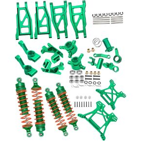 RC Upgrades Part for 1/10 Rustler 4x4,Rustler 4x4 VXL,Alloy Front Rear Suspension Arm,Shocks,Rear Stub Axle Carriers,Steering Block,Shock Tower Set,Steering Blocks,Caster Block,Navy Blue