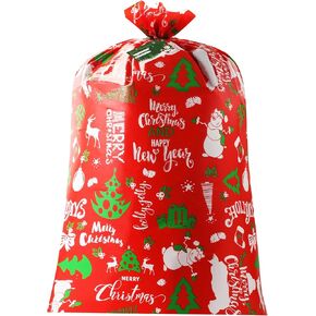 2PCS Extra Large Christmas Gift Bags - 56’’ x 36’’ Jumbo Christmas Gift Bags - Giant Gift Bags for Huge Gifts with Tag & Tie - Heavy Duty Plastic Big Xmas Sack for Holiday Huge Present (Red & Green)