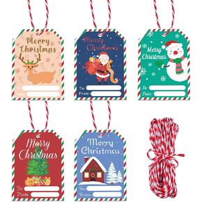100 قطعة من علامات عيد الميلاد للهدايا، ملصقات علامات هدايا عيد الميلاد، حشوات تخزين العطلات، علامات هدايا مع خيوط، ملصقات عيد الميلاد للهدايا، زينة عيد الميلاد، علامات أسماء للهدايا in Kuwait
