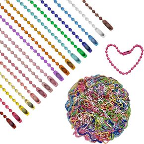 200 Pcs Ball Beads Chain, Bulk Dog Tag Metal Chain, 4.72 inch Ball Chain Necklace Keychains with Connectors for Hanging Ornament Decoration Accessories Jewelry Making DIY Crafts (Vibrant Color)
