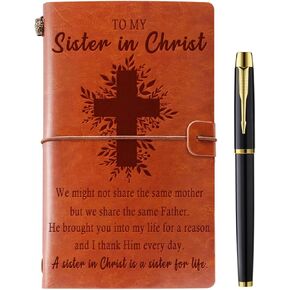 Christian Gifts for Women, Sisters in Christ Gifts for Women Leather Notebook Journal Christian Sister Gifts from Sister Religious Gifts Faith Gifts Friendship Faith Gifts