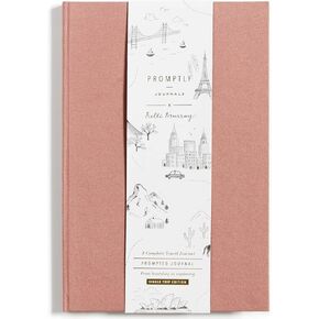 Promptly Journals, A Complete Travel Journal: From Boarding to Exploring (Dusty Rose, Pink, Linen) | Vacation Journal | Travel Memories Journal | Road Trip Essentials